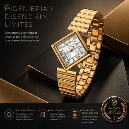 RELOJ DORADO DE CAJA CUADRADA