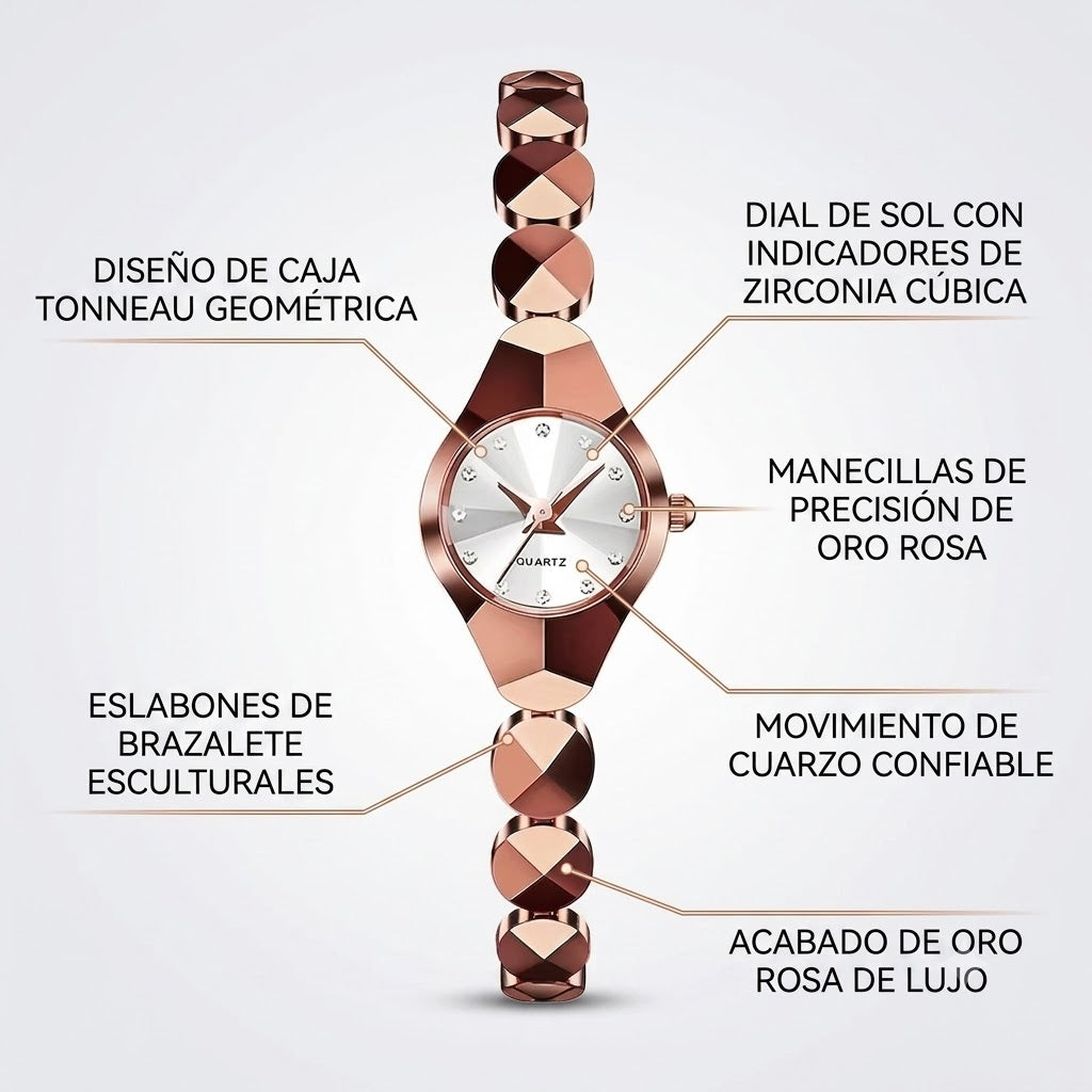 RELOJ ELEGANTE ROSE-DESTACA CON UN ACCESORIO DISEÑADO PARA BRILLAR