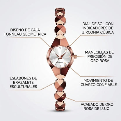 RELOJ ELEGANTE ROSE-DESTACA CON UN ACCESORIO DISEÑADO PARA BRILLAR