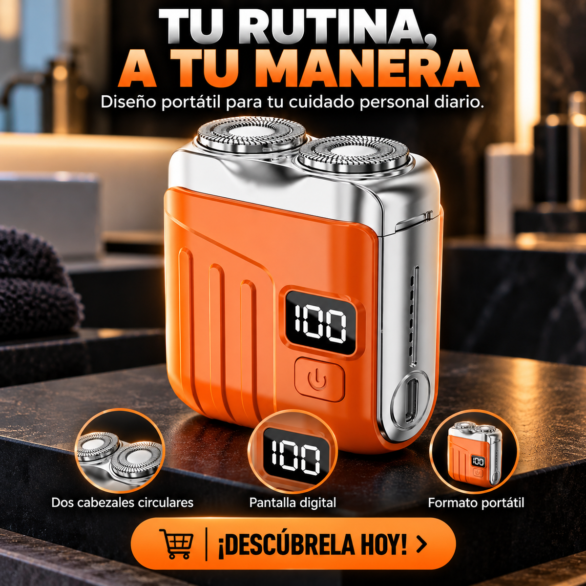 AFEITADORA ELÉCTRICA PORTÁTIL CON PANTALLA DIGITAL