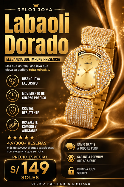 RELOJ JOYA LABAOLI DORADO-ELEGANCIA Y GLAMOUR EN CADA SEGUNDO