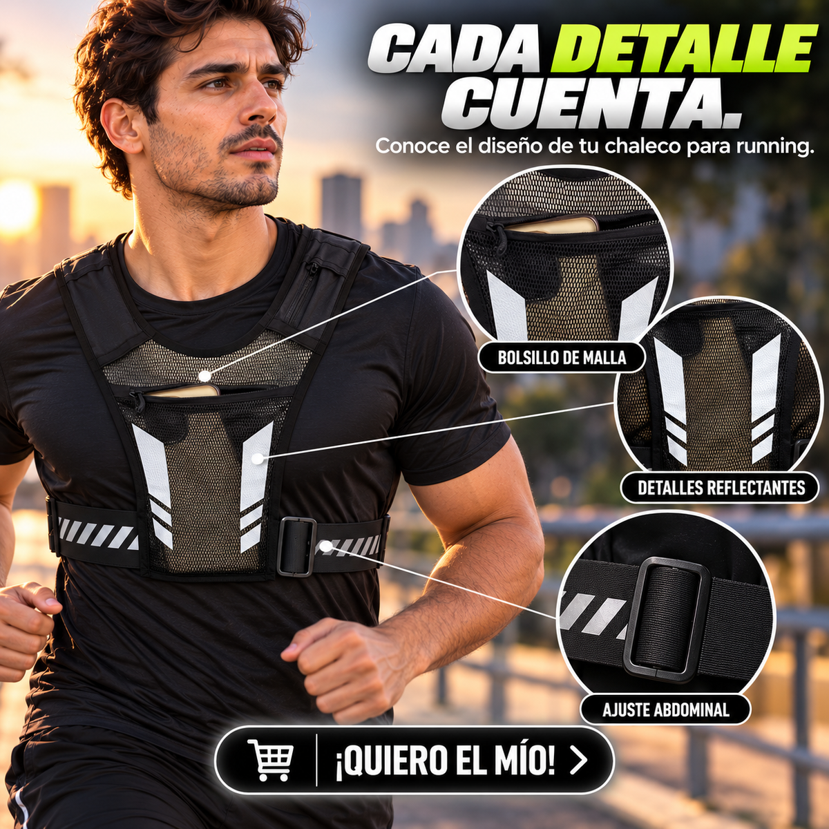 CHALECO REFLECTANTE DEPORTIVO PARA CORRER CON MAYOR VISIBILIDAD