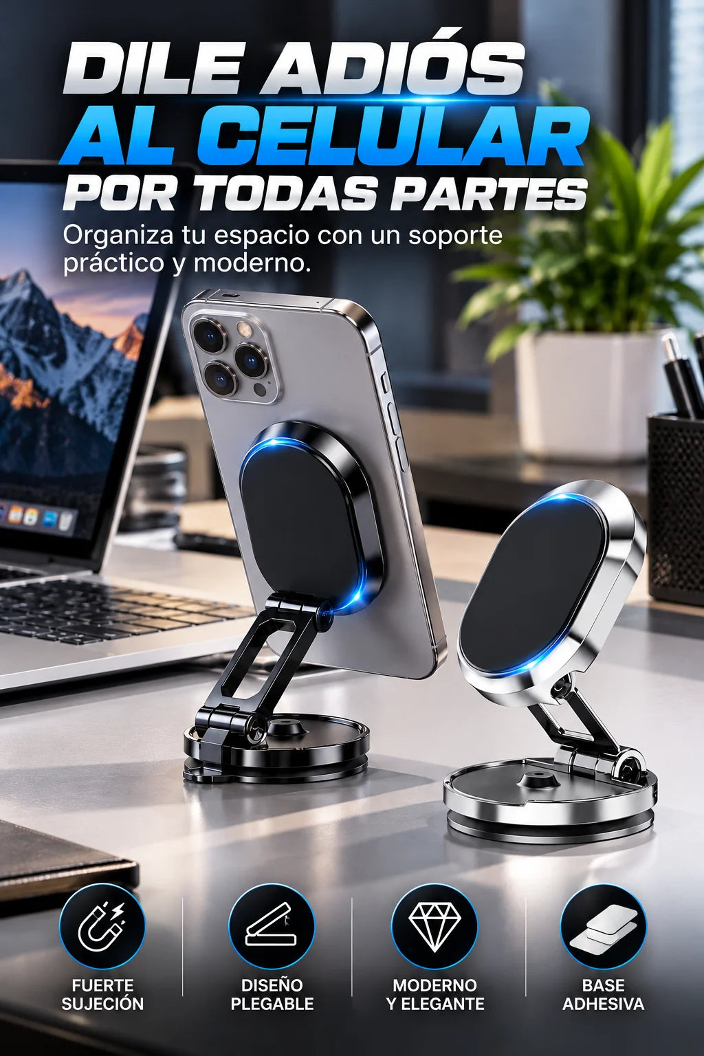 SOPORTE MAGNÉTICO COMPACTO-MANTIENE TU CELULAR FIRME Y SEGURO EN CADA VIAJE
