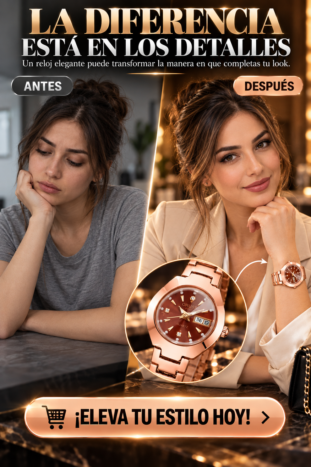 RELOJ DE LUJO ORO ROSA TIK – Dorado Estore