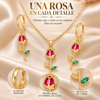 SET DE JOYERÍA CON ROSAS ROJAS PARA ENAMORAR