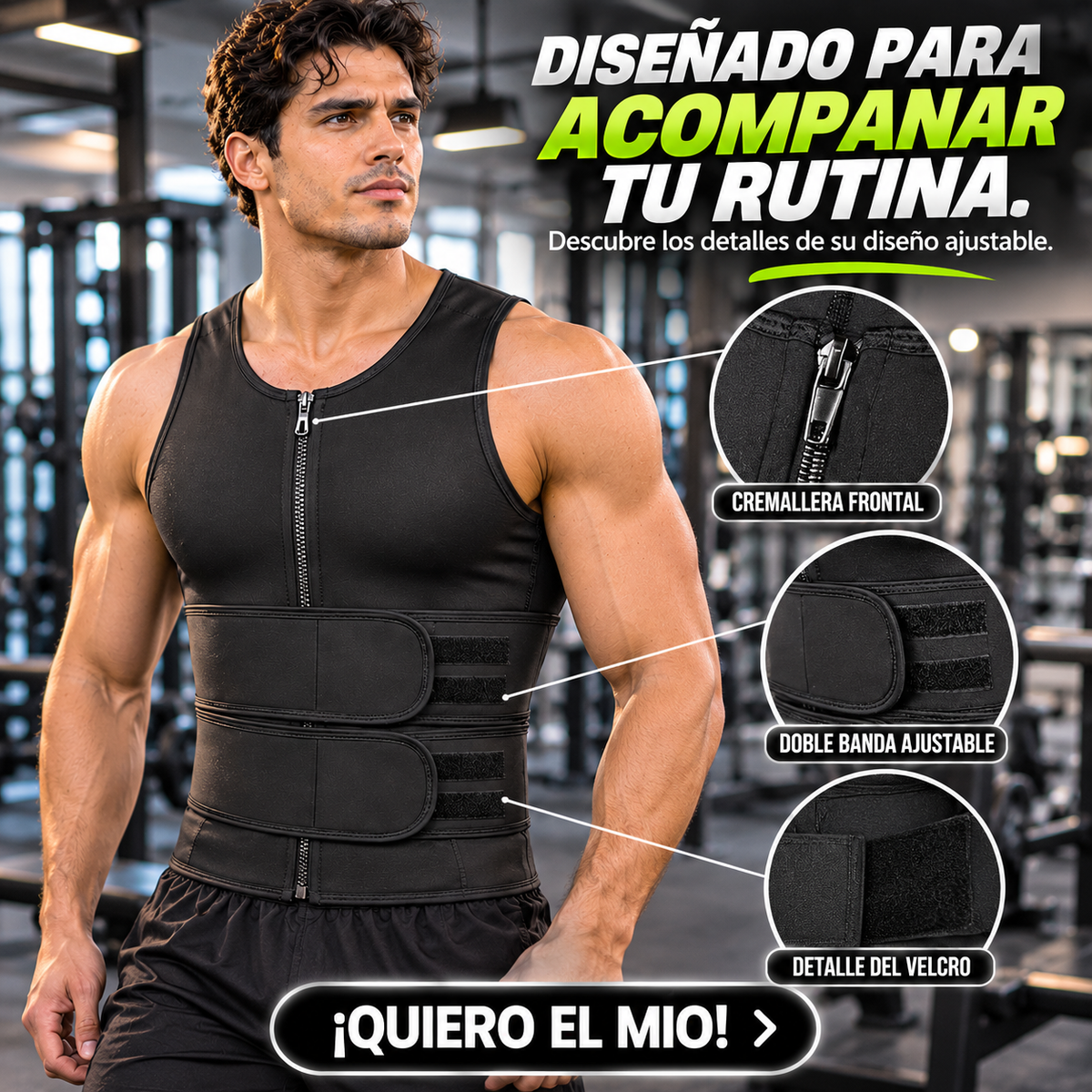 FAJA CHALECO MOLDEADOR CON CIERRE FRONTAL Y AJUSTE DOBLE