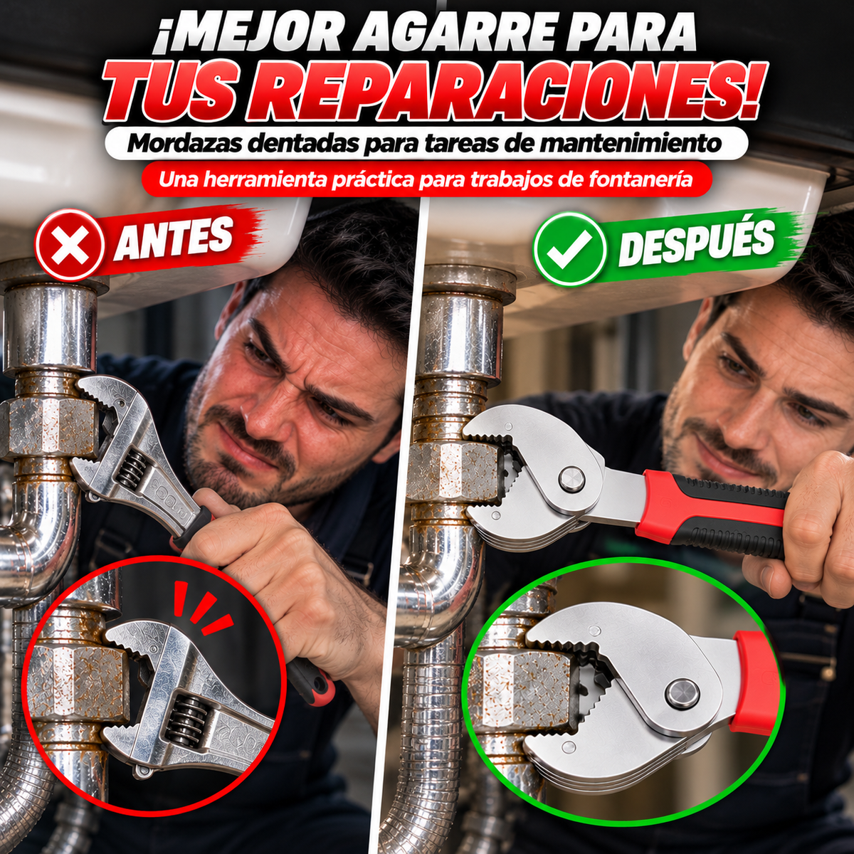 LLAVE UNIVERSAL AUTOAJUSTABLE PARA TUERCAS Y TUBERÍAS