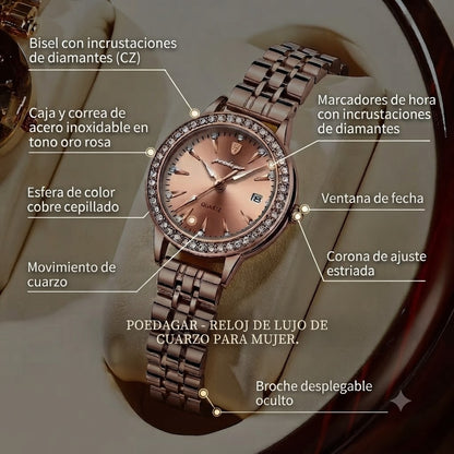 RELOJ ORO ROSE-BRILLA CON UN DISEÑO EXCLUSIVO DE ROBA MIRADAS
