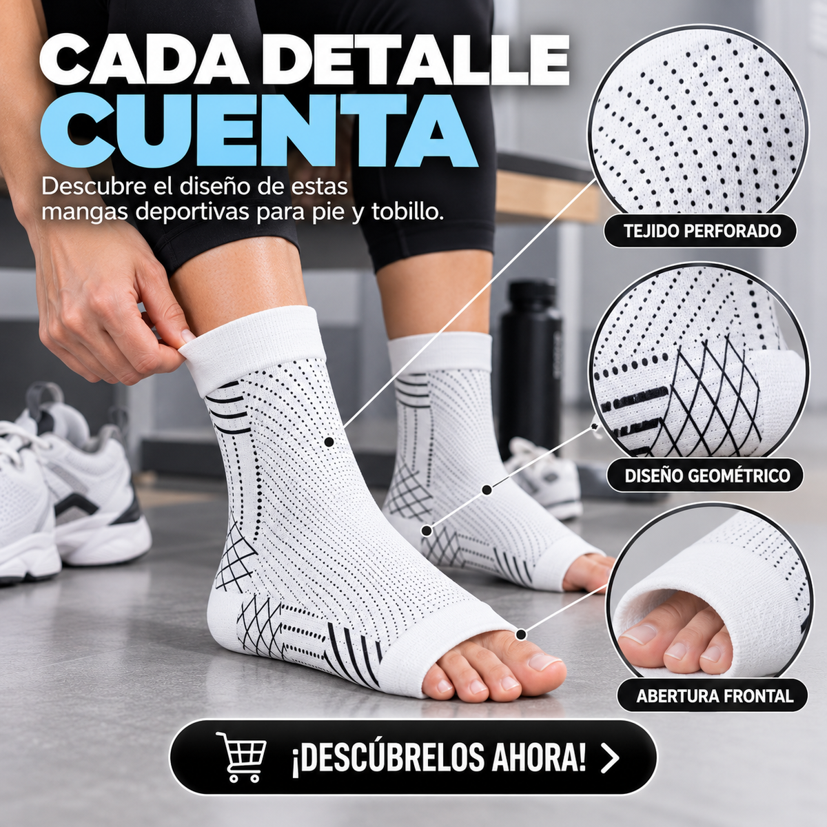 TOBILLERAS DE COMPRESIÓN DEPORTIVA-SOPORTE Y COMODIDAD EN CADA PASO (LLEVATE 2 PARES)