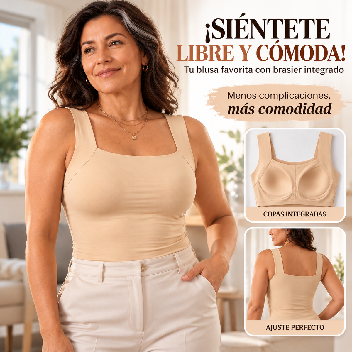 CAMISETA MOLDEADORA CON SOSTÉN INTEGRADO