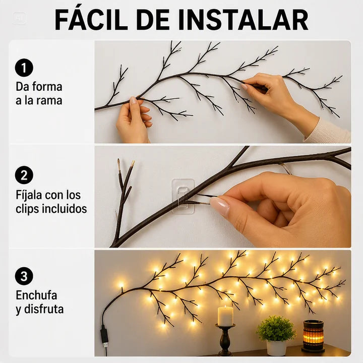 ARBOL DECORATIVO CON LUCES CALIDAS-TOQUE ESTETICO Y ELEGANTE QUE TE FALTA