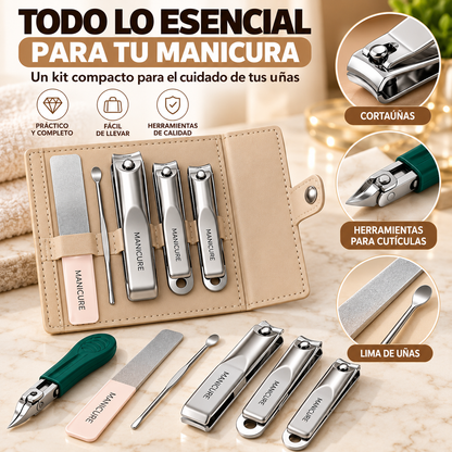 KIT DE MANICURA CON ESTUCHE PARA UNAS UÑAS IMPECABLES