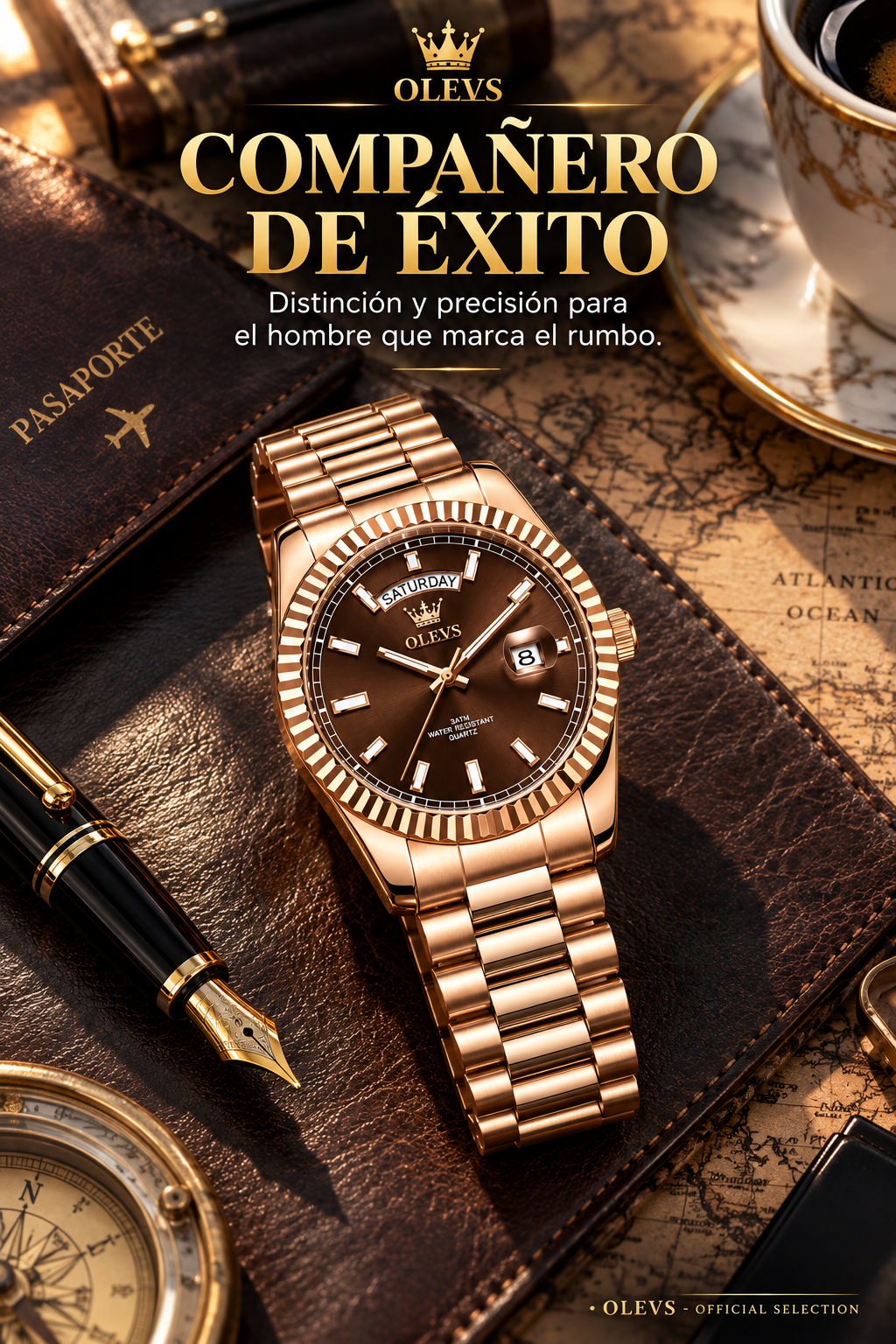 RELOJ PARA HOMBRE BAÑADO EN ORO ROSA-EL PODER DEL TIEMPO EN TUS MANOS