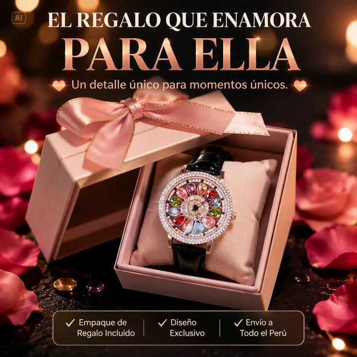 RELOJ DE ALTA GAMA CON ESFERA GIRATORIA-CRISTALES MULTICOLORES Y DISEÑO DESLUMBRNATE