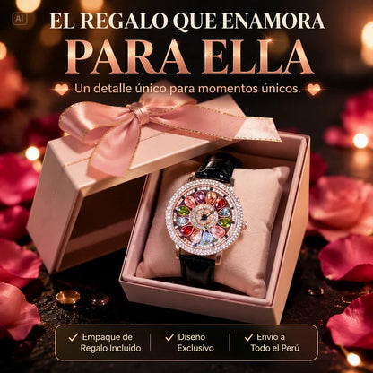 RELOJ DE ALTA GAMA CON ESFERA GIRATORIA-CRISTALES MULTICOLORES Y DISEÑO DESLUMBRNATE