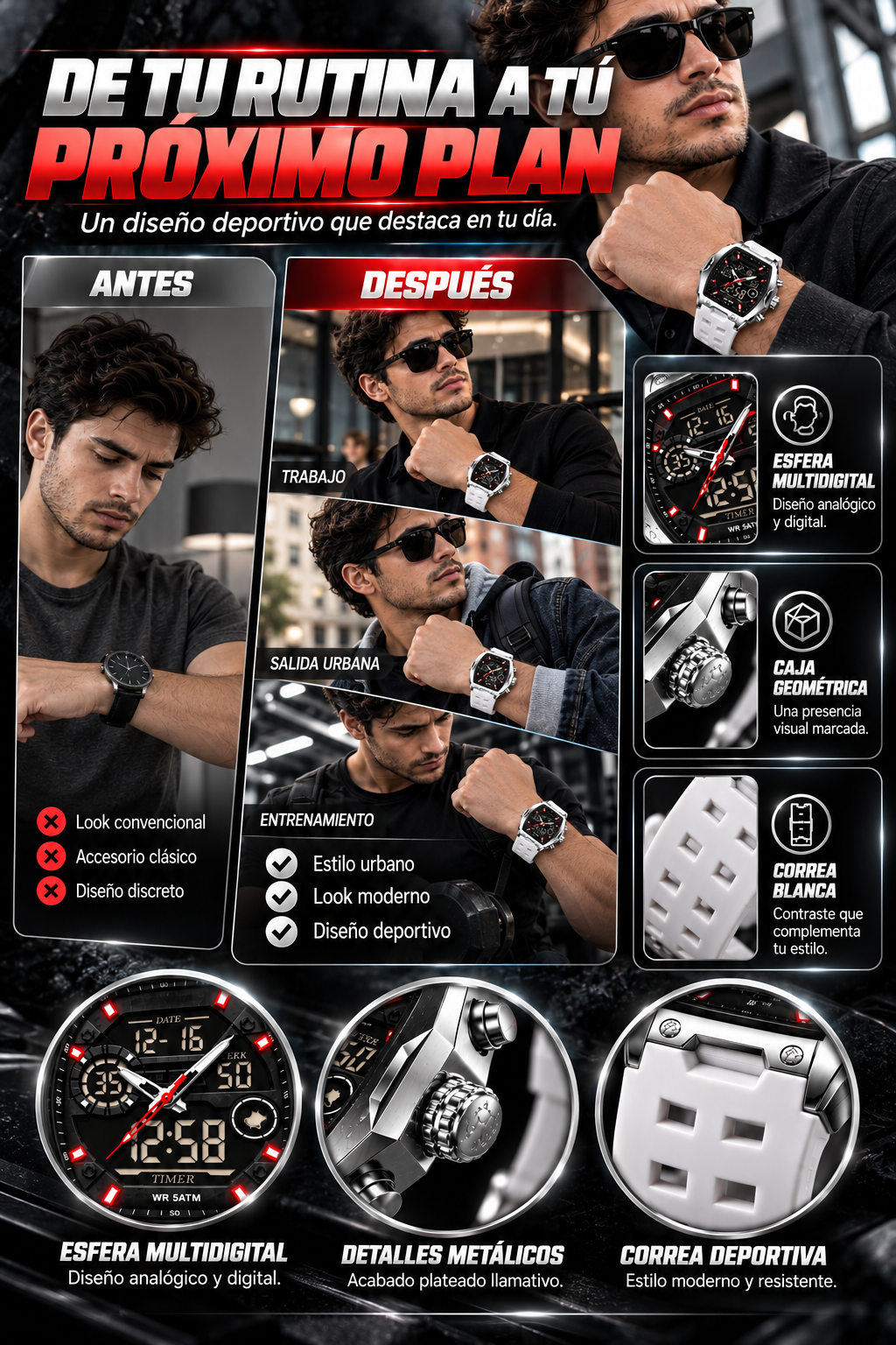 RELOJ DEPORTIVO SAMDA CON DISEÑO FUTURISTA Y MÁXIMO ESTILO