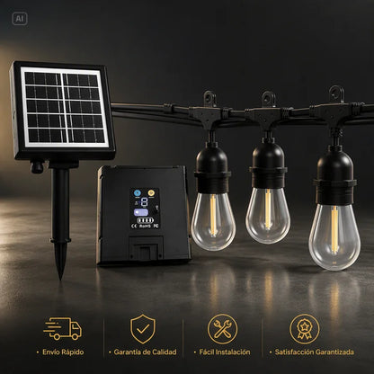 GUIRNALDA CON PANEL SOLAR-10M CON +20 FOCOS