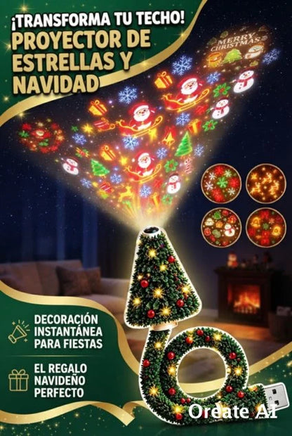 PROYECTOR DE TECHO CON DISEÑO DE ÁRBOL DE NAVIDAD PARA CREAR UN AMBIENTE MÁGICO