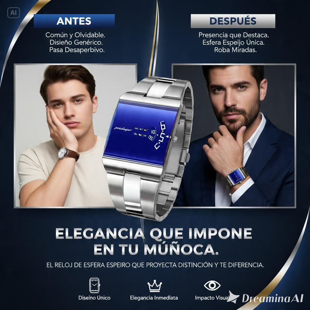 RELOJ CON DISEÑO EXCLUSIVO - MATERIALES FINOS Y RESISTENTES AL AGUA LA