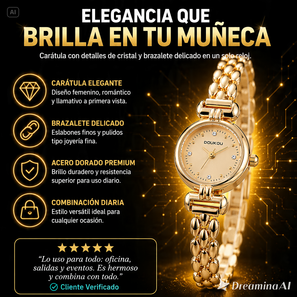 RELOJ DE PULSERA DORADO-EL ACCESORIO PERFECTO PARA DESLUMBRAR
