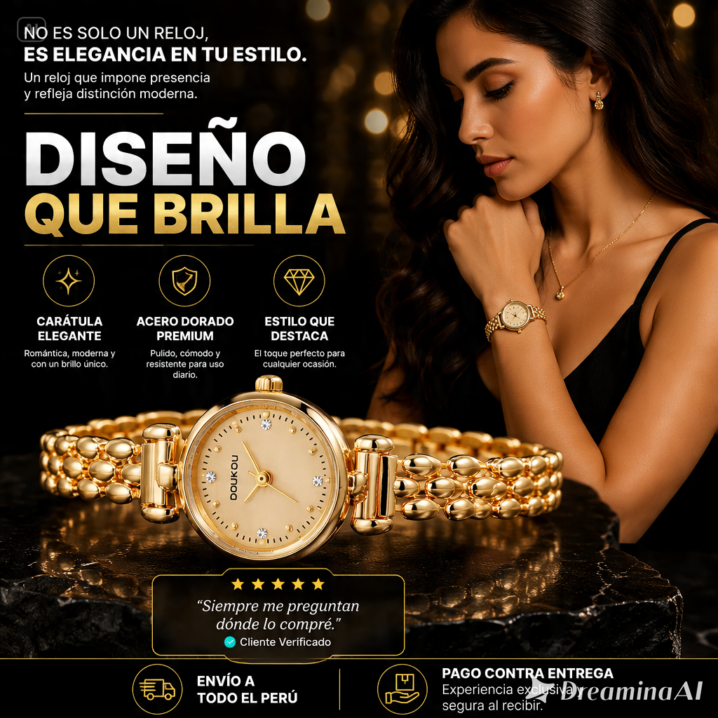 RELOJ DE PULSERA DORADO-EL ACCESORIO PERFECTO PARA DESLUMBRAR