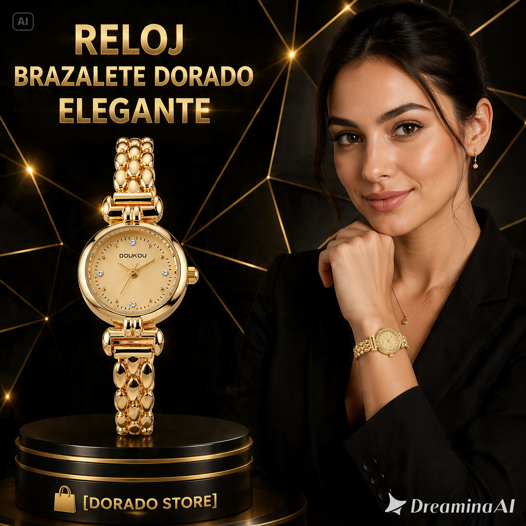 RELOJ DE PULSERA DORADO-EL ACCESORIO PERFECTO PARA DESLUMBRAR