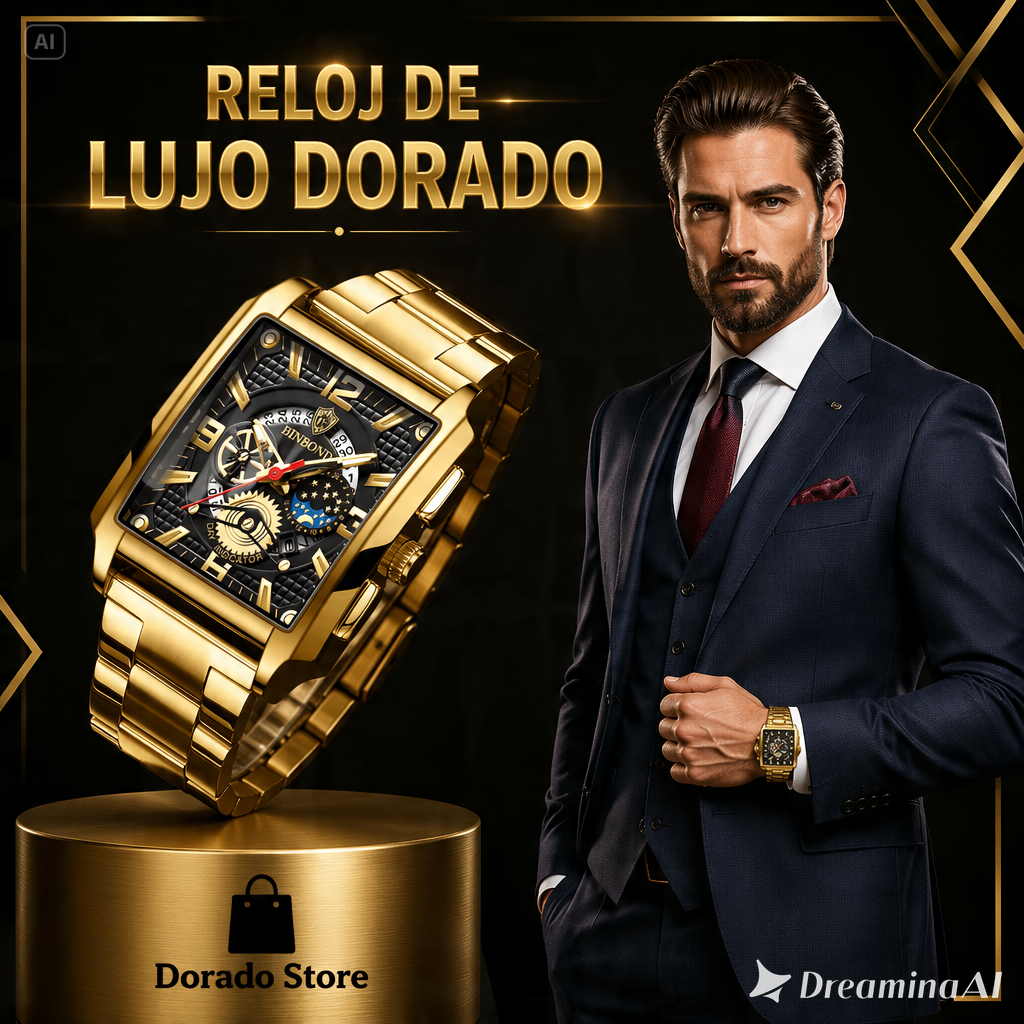 RELOJ ELEGANTE DORADO-DESTACA EN CUALQUIER OCASION IMPORTANTE