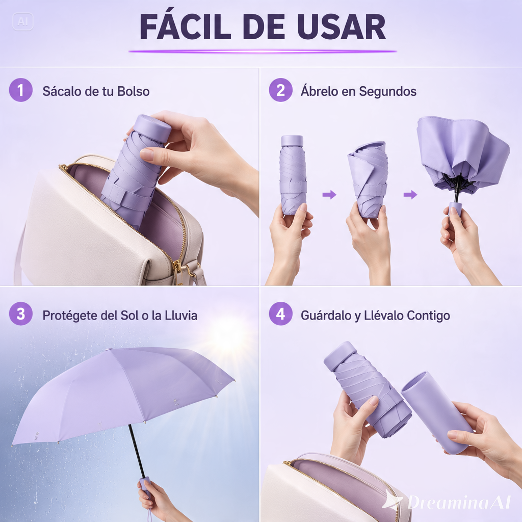 PARAGUAS DE BOLSILLO-POTATIL CON PROTECCION ULTRAVIOLETA