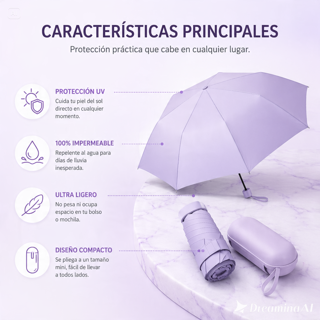 PARAGUAS DE BOLSILLO-POTATIL CON PROTECCION ULTRAVIOLETA