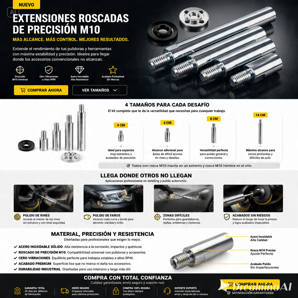 VARILLA DE EXTENSION DE AMOLADORA-PALANCA ADAPTADORA DE MAQUINA PULIDORA DE HILO M10