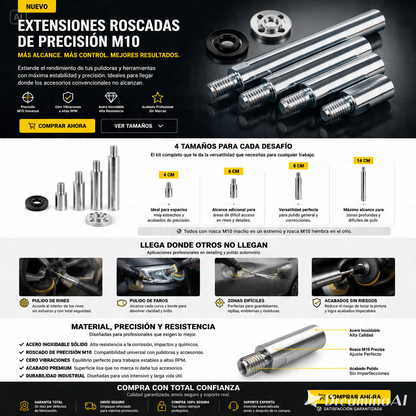 VARILLA DE EXTENSION DE AMOLADORA-PALANCA ADAPTADORA DE MAQUINA PULIDORA DE HILO M10