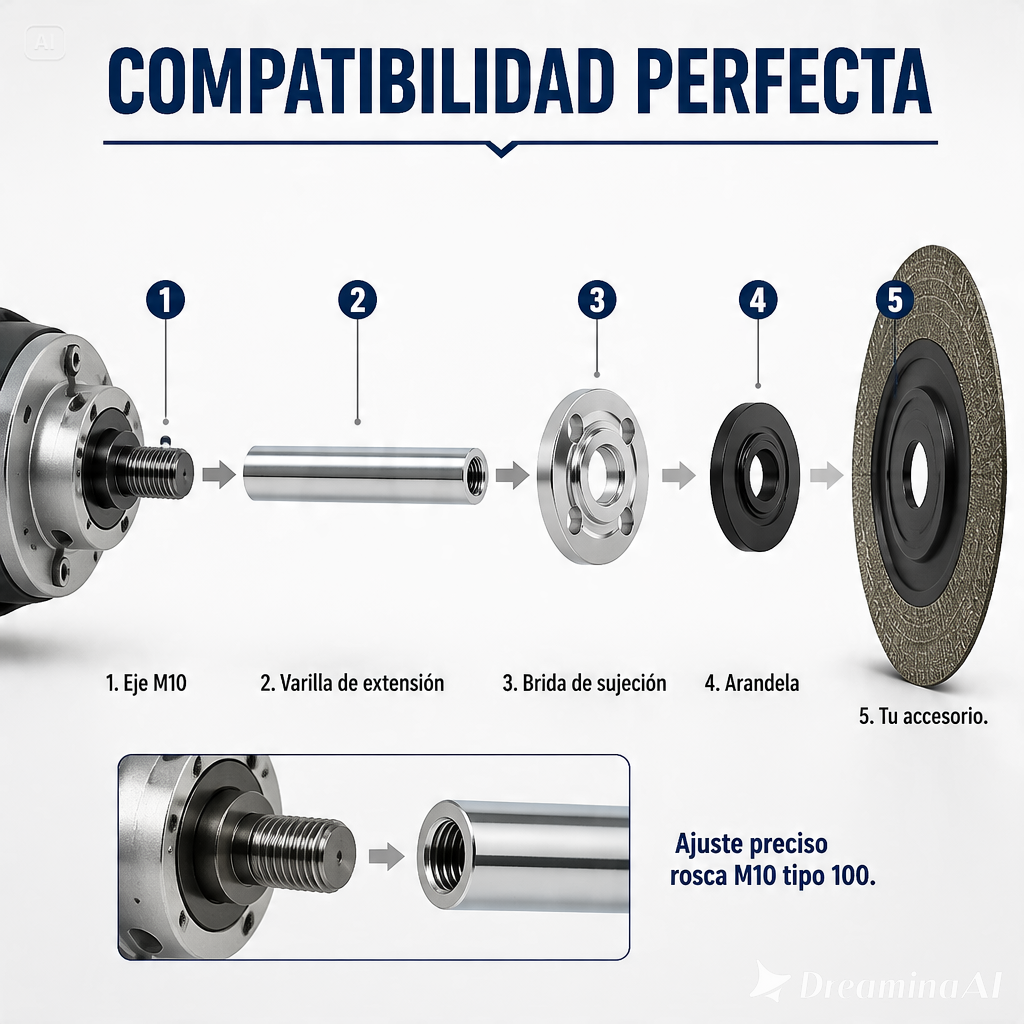 VARILLA DE EXTENSION DE AMOLADORA-PALANCA ADAPTADORA DE MAQUINA PULIDORA DE HILO M10