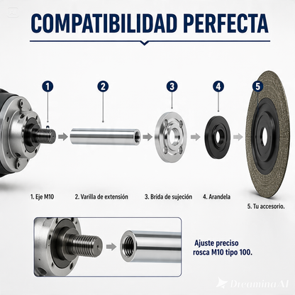VARILLA DE EXTENSION DE AMOLADORA-PALANCA ADAPTADORA DE MAQUINA PULIDORA DE HILO M10