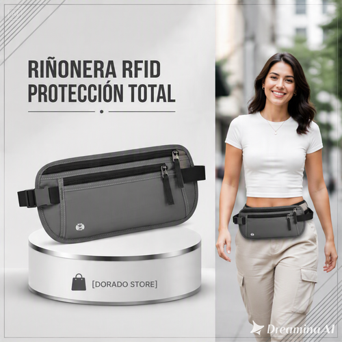 RIÑONERA DE VIAJE OCULTA-PROTECCION RFID CON MULTIPLES COMPARTIMENTOS