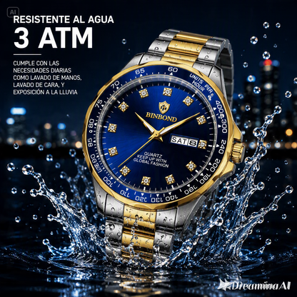RELOJ DE LUJO BINBOND-ESFERA AZUL PROFUNDO CON ACABADOS DE LUJO