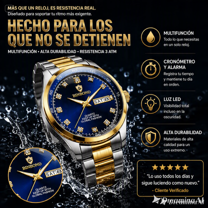 RELOJ DE LUJO BINBOND-ESFERA AZUL PROFUNDO CON ACABADOS DE LUJO