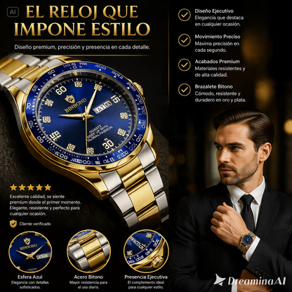 RELOJ DE LUJO BINBOND-ESFERA AZUL PROFUNDO CON ACABADOS DE LUJO