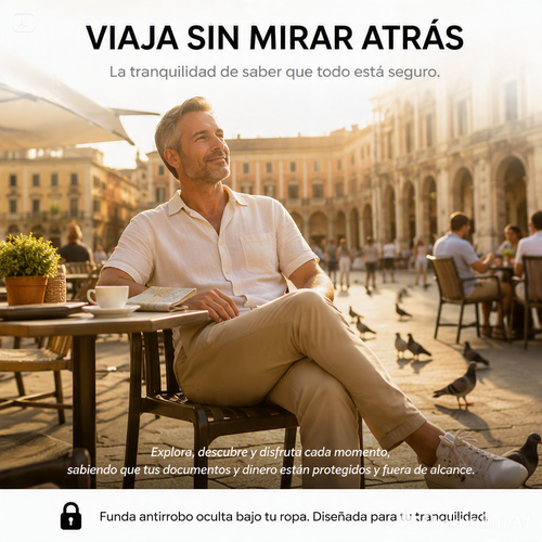 BILLETERA OCULTA ANTIROBO-PORTEGE TU DINERO Y DOCUMENTOS LLEVANDOLOS DE FORMA DISCRETA BAJO LA ROPA