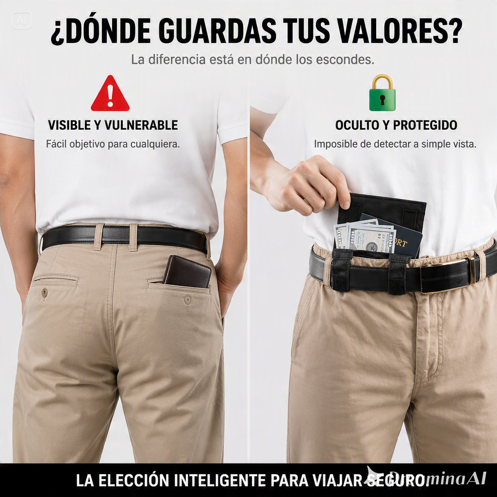 BILLETERA OCULTA ANTIROBO-PORTEGE TU DINERO Y DOCUMENTOS LLEVANDOLOS DE FORMA DISCRETA BAJO LA ROPA