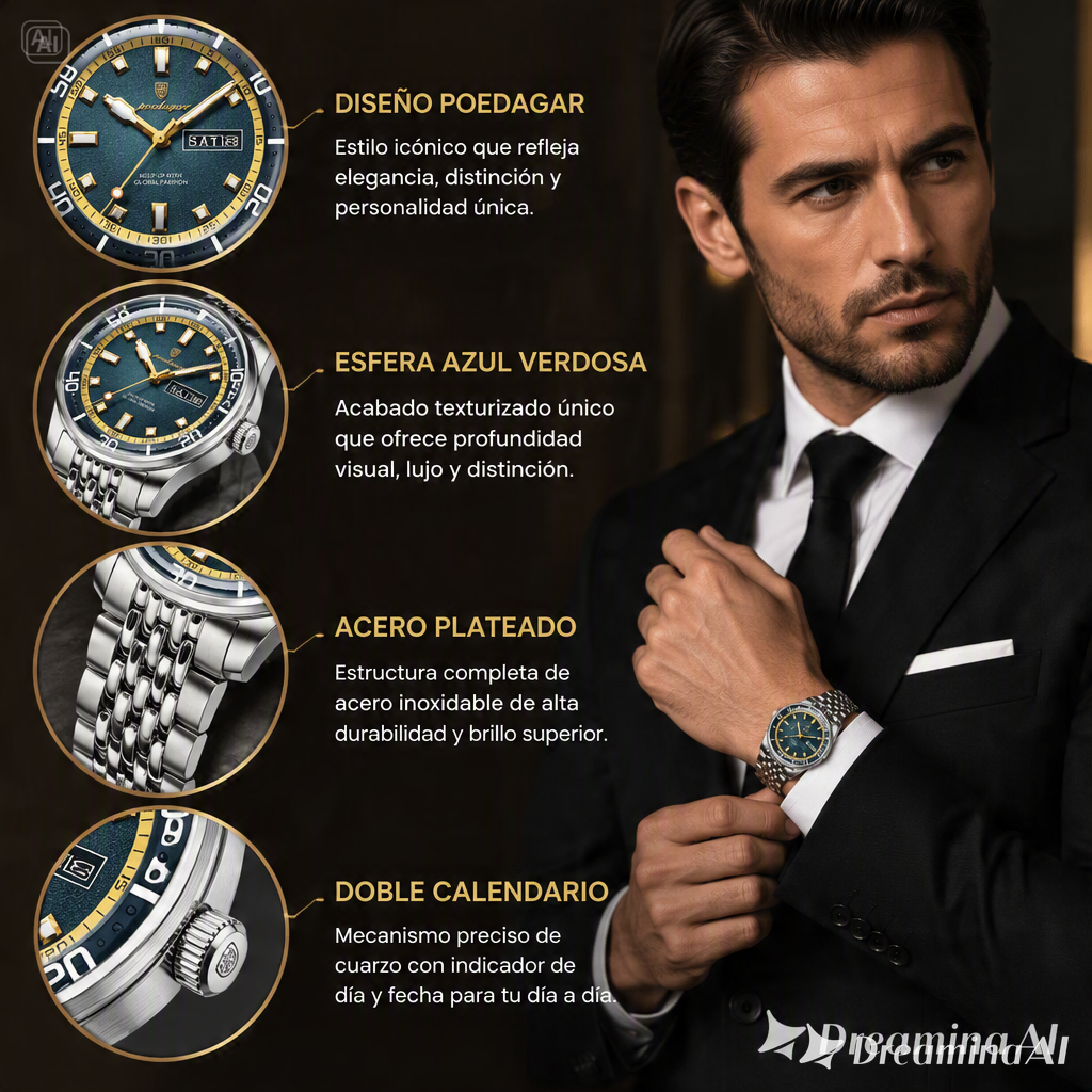 RELOJ DE HOMBRE ESTILO MILITAR-ACABADO DE LUJO Y FONDO TEXTURIZADO QUE ATRAPA TODAS LAS MIRADAS