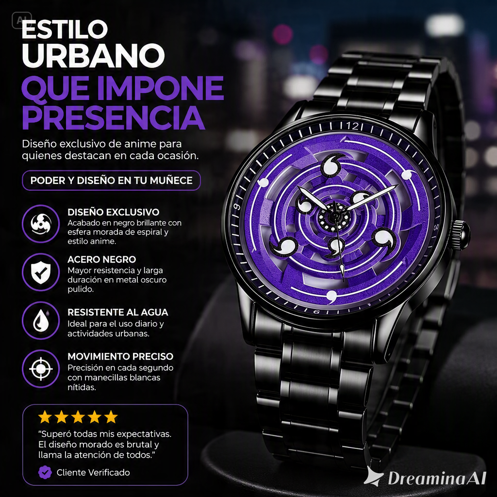RELOJ URBANO GIRATORIO-ESFERA MORADA HIPNOTICA QUE ATRAE TODAS LAS MIRADAS
