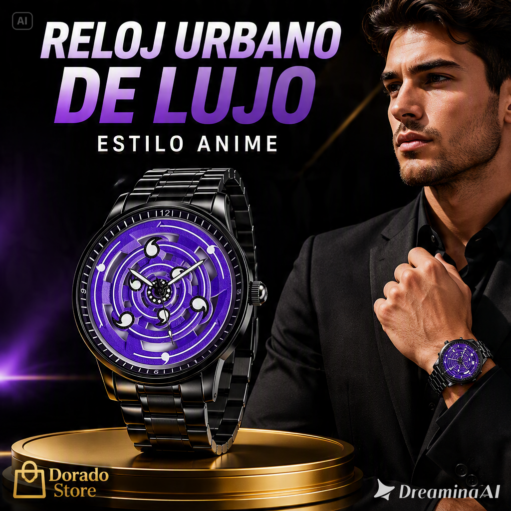 RELOJ URBANO GIRATORIO-ESFERA MORADA HIPNOTICA QUE ATRAE TODAS LAS MIRADAS