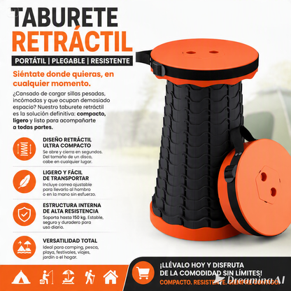 SILLA RETRACTIL PORTATIL-UN DISEÑO COMPACTO Y RESISTENTE