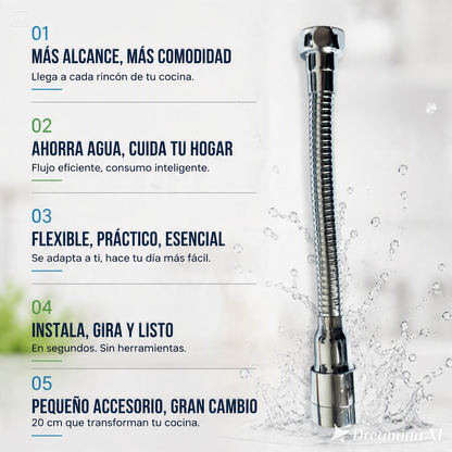 EXTENSOR DE AGUA UNIVERSAL 360-MANGUERA FLEXIBLE ANTISALPICADURA