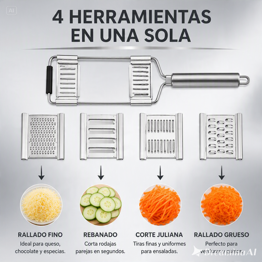 RALLADOR TRITURADOR MULTIUSO 4 EN 1-EL SECRETO DE UNA COCNA RAPIDA MAXIMAZA TU EFICIENCIA