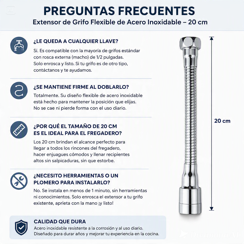 EXTENSOR DE AGUA UNIVERSAL 360-MANGUERA FLEXIBLE ANTISALPICADURA