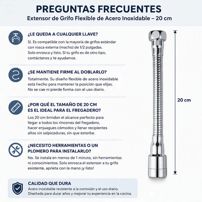EXTENSOR DE AGUA UNIVERSAL 360-MANGUERA FLEXIBLE ANTISALPICADURA