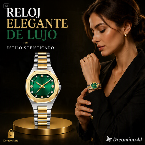 RELOJ CURREN ESFERA VERDE-EL TOQUE DE LUJO PERFECTO  CON DIAMANTES