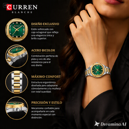RELOJ CURREN ESFERA VERDE-EL TOQUE DE LUJO PERFECTO  CON DIAMANTES