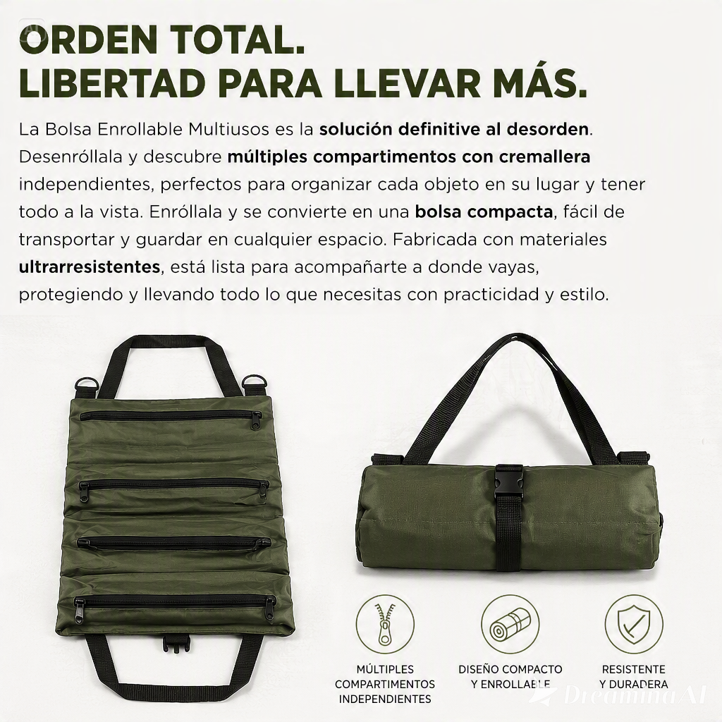 BOLSA DE HERRAMIENTA ENRORRABLE-RESISTENCIA Y MULTIPLES COMPARTIMENTOS